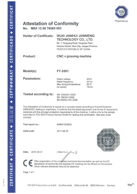 Trung Quốc Wuxi Jianhui Jianmeng Technology Co., Ltd. Chứng chỉ